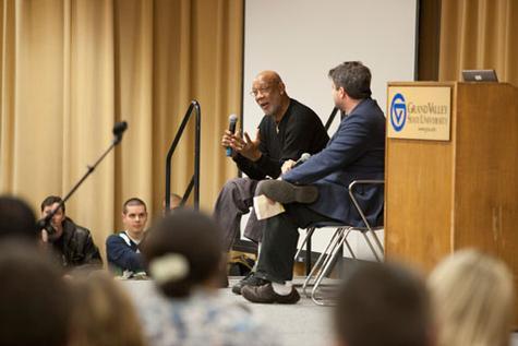 Olympic medalist John Carlos, left, and sportswriter Dave Zirin. 