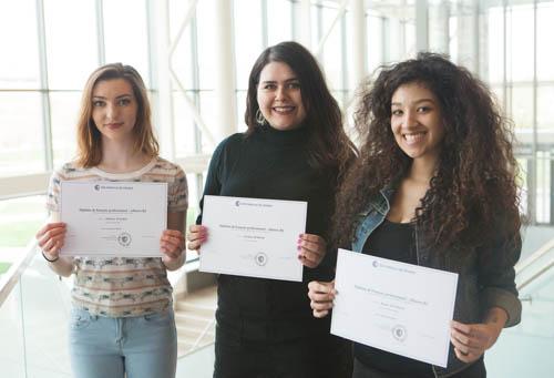 Melanie Watson, Jordan Hurner and Rosie Dutfield are among the students who passed the CCIP exam. Photo by Elizabeth Lienau.