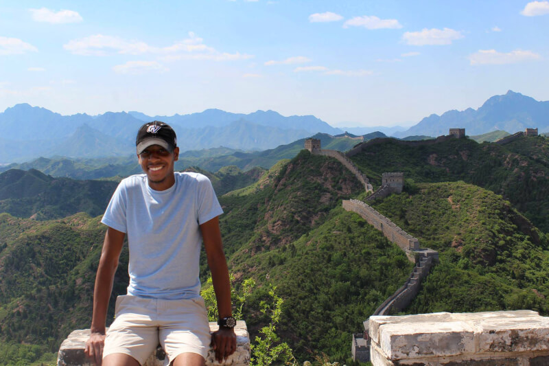 student at Great Wall of China