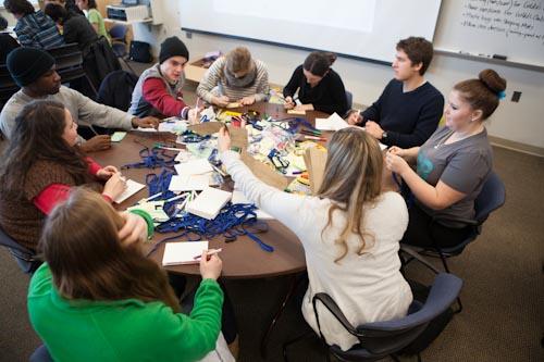 Upcycling, or making old pillowcases and shirts into clothes, was one of many social justice activities during the 2013 MLK celebration. 