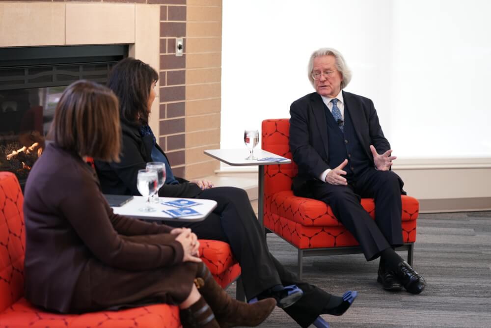 Photo showing Provost Maria Cimitile, President Philomena V. Mantella, and A.C. Grayling.
