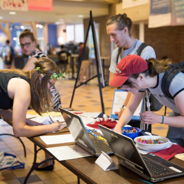 Students register to vote at a Voter Registration Drive in September.