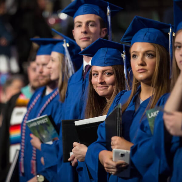 A photo of a student at commencement