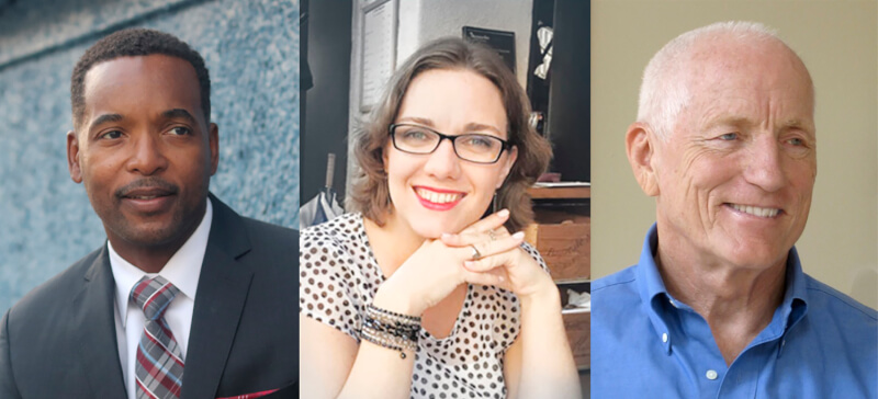 three headshots: Peter Whitt, Lindsey Burr and Barry Johnson