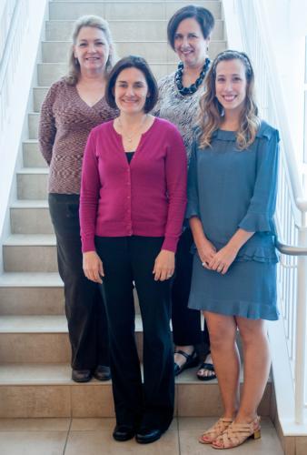 In front are Jonas Scholar recipients Amelia Grayson, left, and Christina Winkelman; back row, from left, are KCON faculty members Karen Burritt and Sandra Spoelstra.