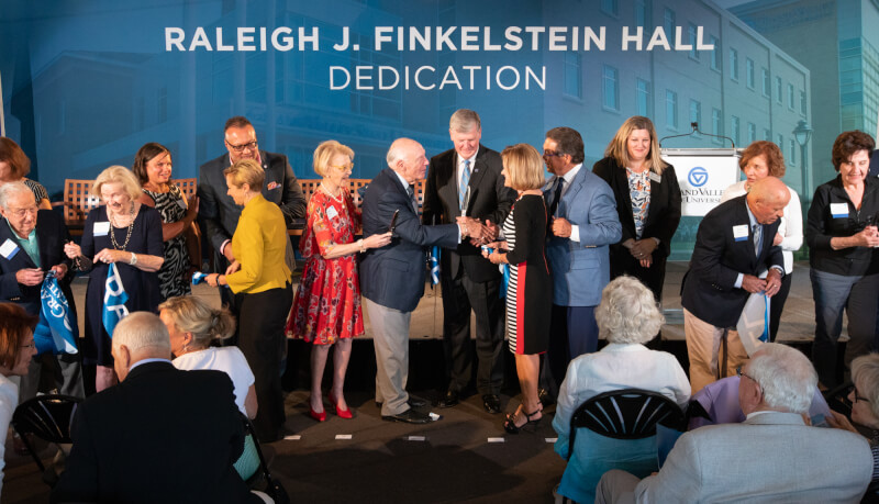 A dedication ceremony was held for Raleigh J. Finkelstein Hall on Grand Valley's Health Campus in downtown Grand Rapids.