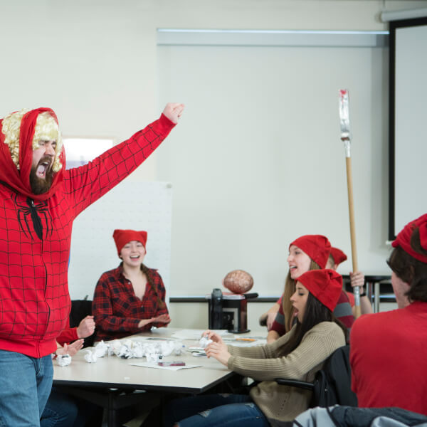 Grand Valley students participating in a Reacting to the Past game about the French Revolution.