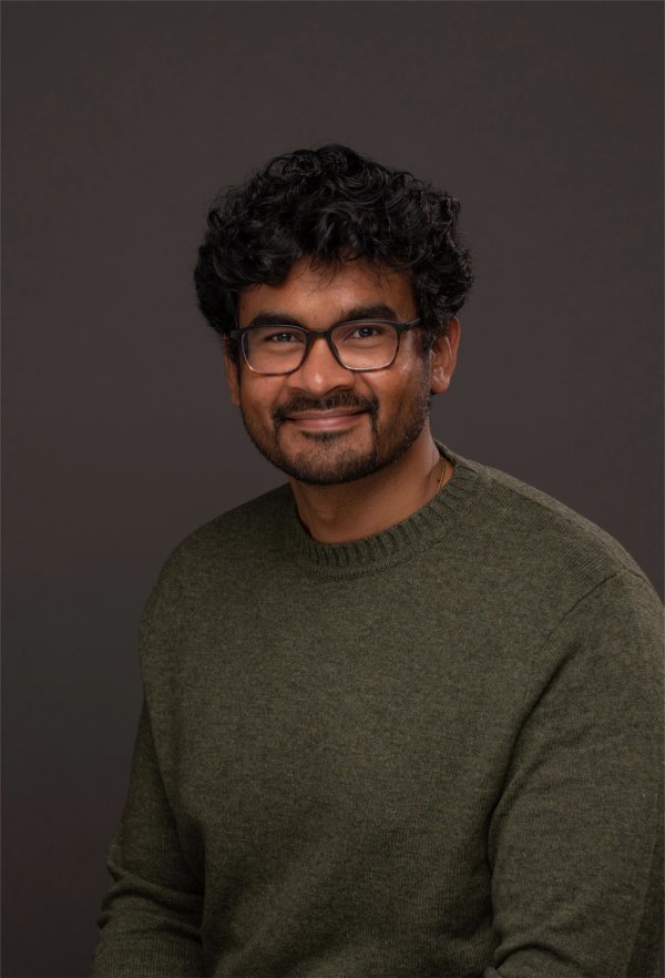 Portrait of Sanjivan Manoharan, associate professor of mechanical engineering