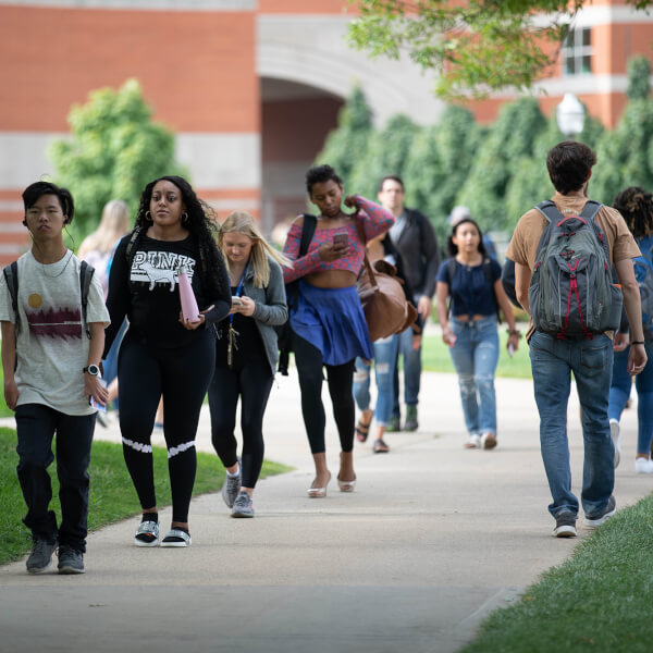 students walking
