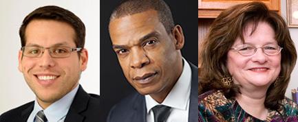 Three candidates will visit campus for open forums about the position of vice president for Inclusion and Equity. From left to right are Jesse M. Bernal, John F. Gates and Carmen Suarez.