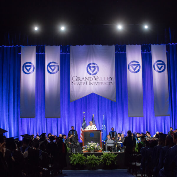 Commencement ceremonies took place at Van Andel Arena.