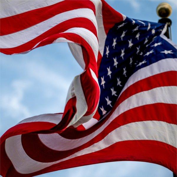 U.S. flag flying over Lubbers Stadium