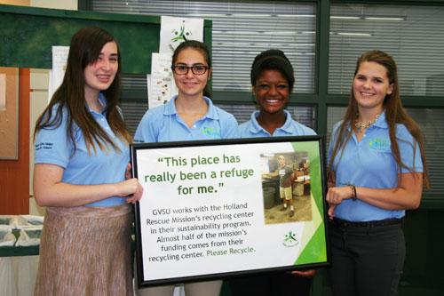 Ottawa area students give a recycling presentation at the Meijer Campus in Holland.