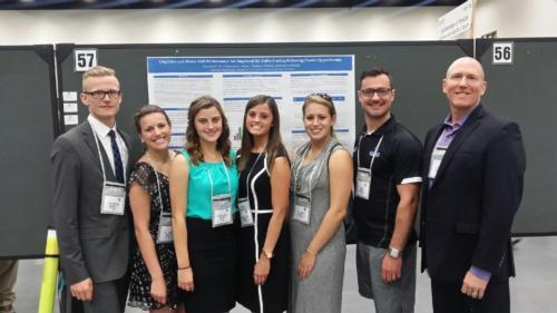 Exercise science faculty Ross Sherman and Stephen Glass with students Spencer Pearson, Lauren Karwan, Samantha Orr, Mackenzie Abeare and Allison O'Neil presented research posters at the 62nd Annual of the ACSM in May.