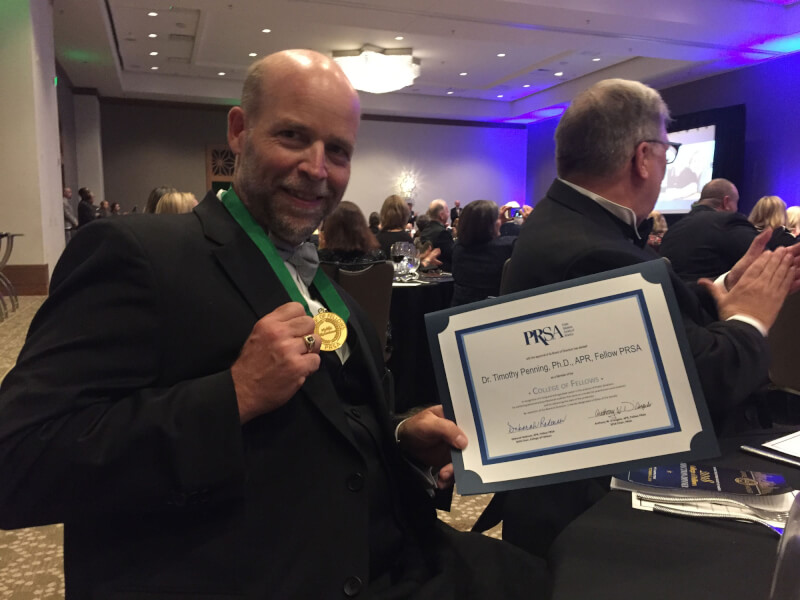 Tim Penning pictured after being inducted into the PRSA College of Fellows on October 6.