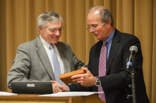 George Heartwell, left, with Norman Christopher, executive director of the Office of Sustainability Practices.