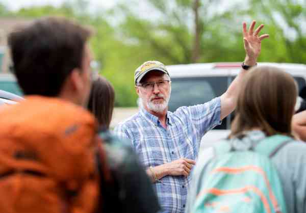 Peter Wampler directs students as they pack for GVSU's Water in the West program.