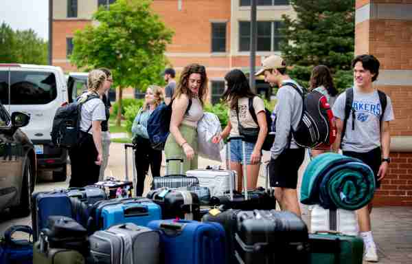 Students pack their belongings the night before leaving for GVSU's Water in the West program. 