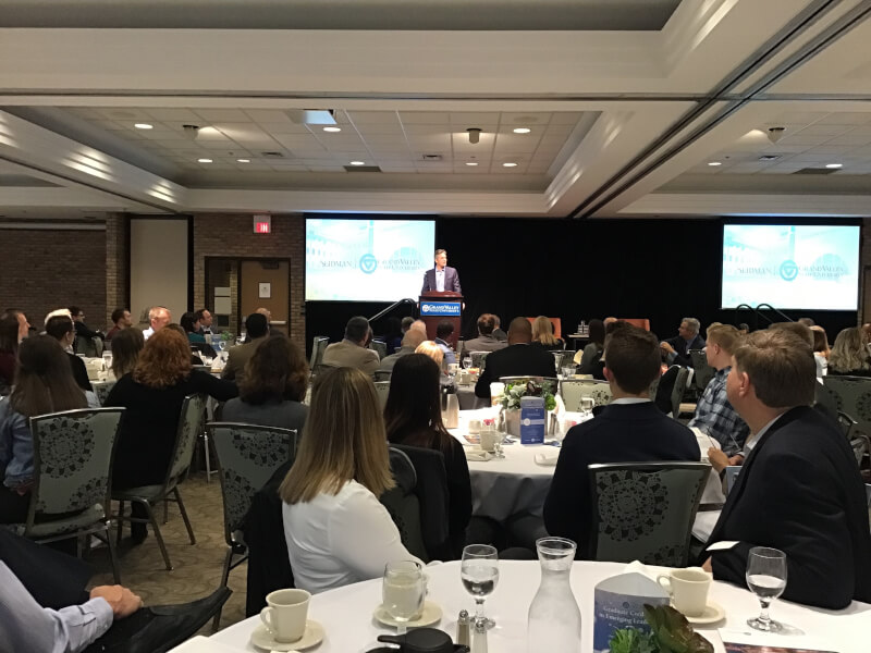 Gerry Anderson, president and CEO of DTE Energy,  stressed the importance of soft skills during a presentation as part of the Peter F. Secchia Breakfast lecture April 17 in the Eberhard Center.