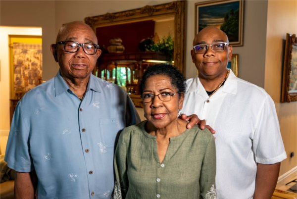 From left are Joseph, Clara and Erick Stewart standing
