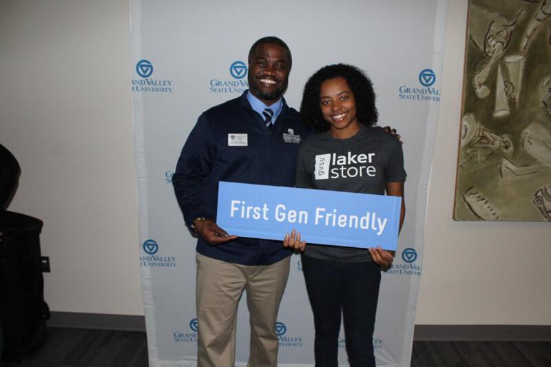 TRiO Student Support Services Director MarcQus Wright and student Shania Lee.