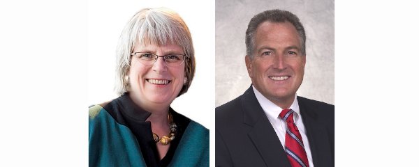 Former board members Mary Kramer and John Russell.