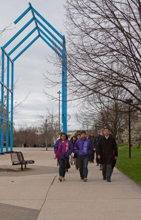 Campus community members take part in the Cesar E. Chavez Commemoration Day.