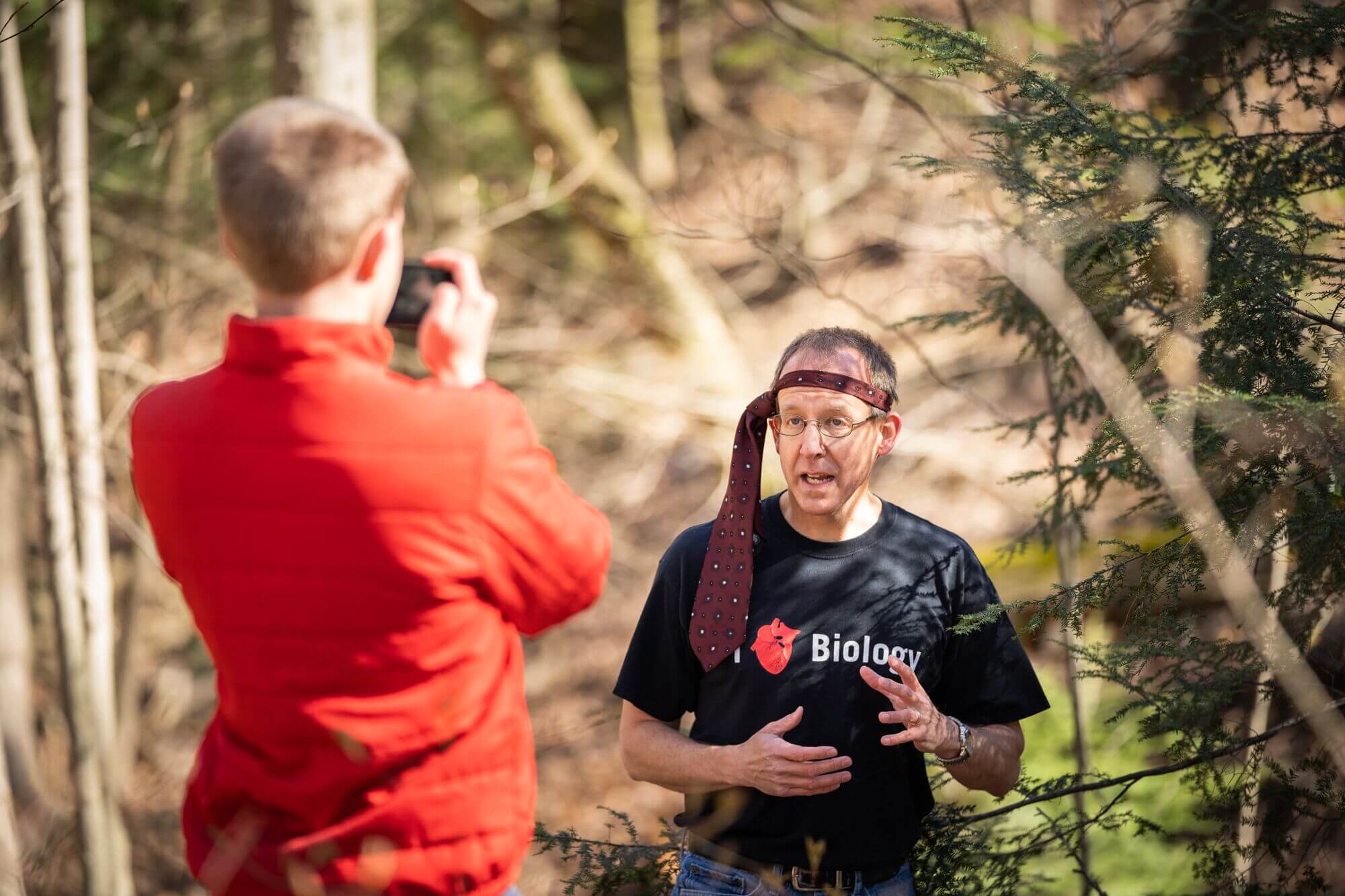 Tim Evans records a video.
