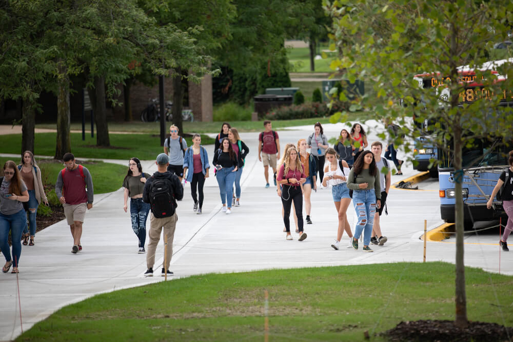 students walking on Allendale Campus