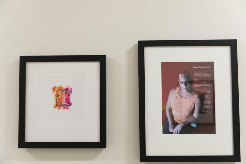 Two images located on the second floor produced by artist Ted Meyer focus on a patient who suffered from stage four brain cancer.
