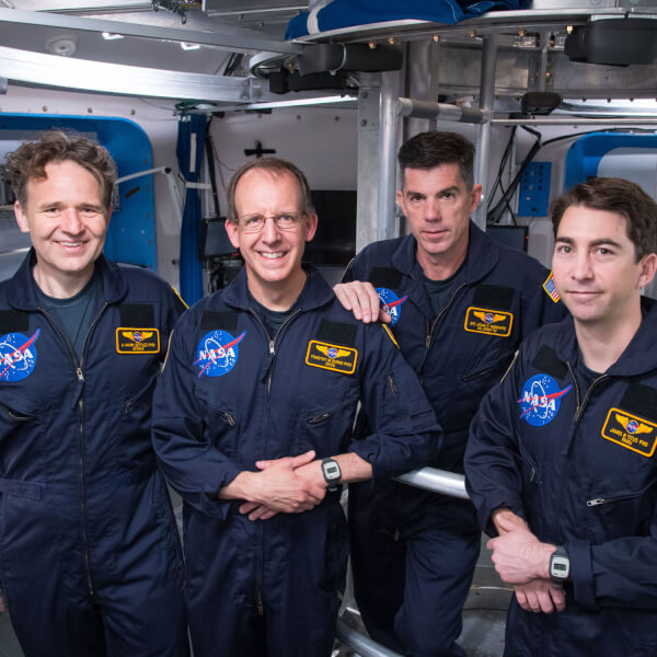 Tim Evans pictured with his fellow crewmembers inside HERA.