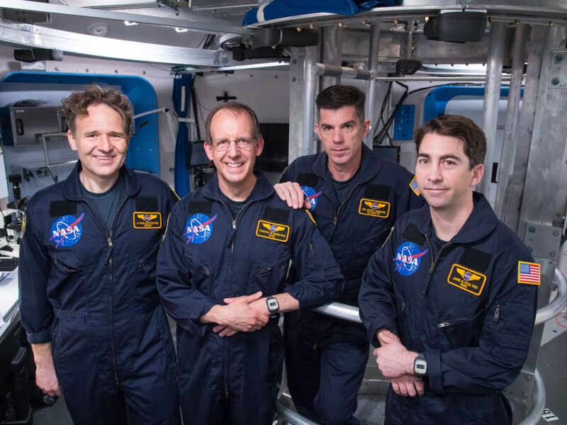 Tim Evans pictured with his fellow crewmembers inside HERA.