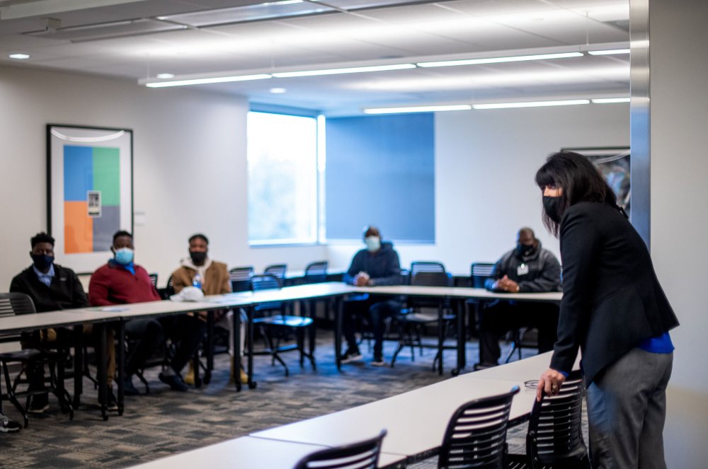 Students from HBCU learn more about GVSU's graduate programs during