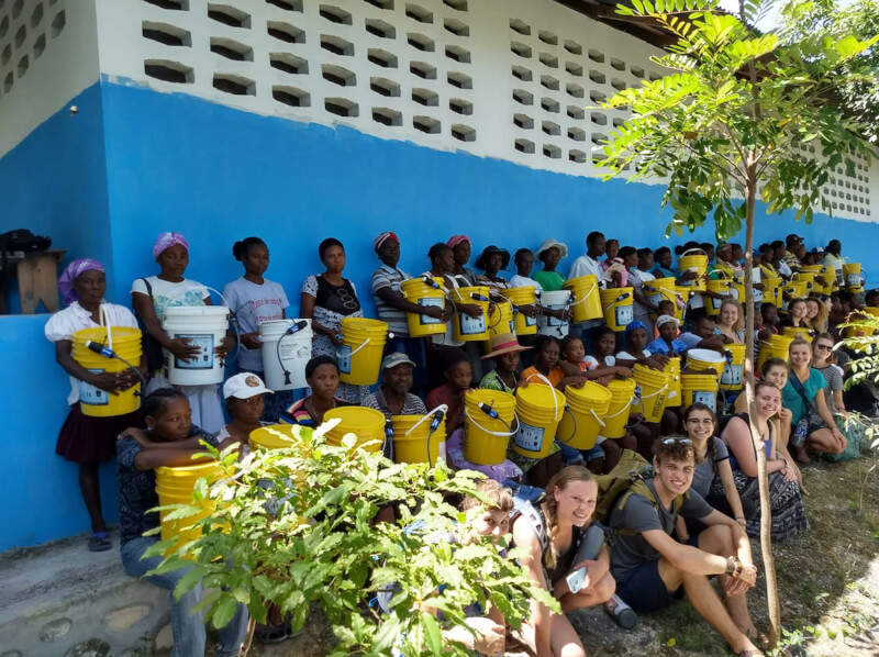 Students distributed 150 water filter systems to local residents in Haiti.