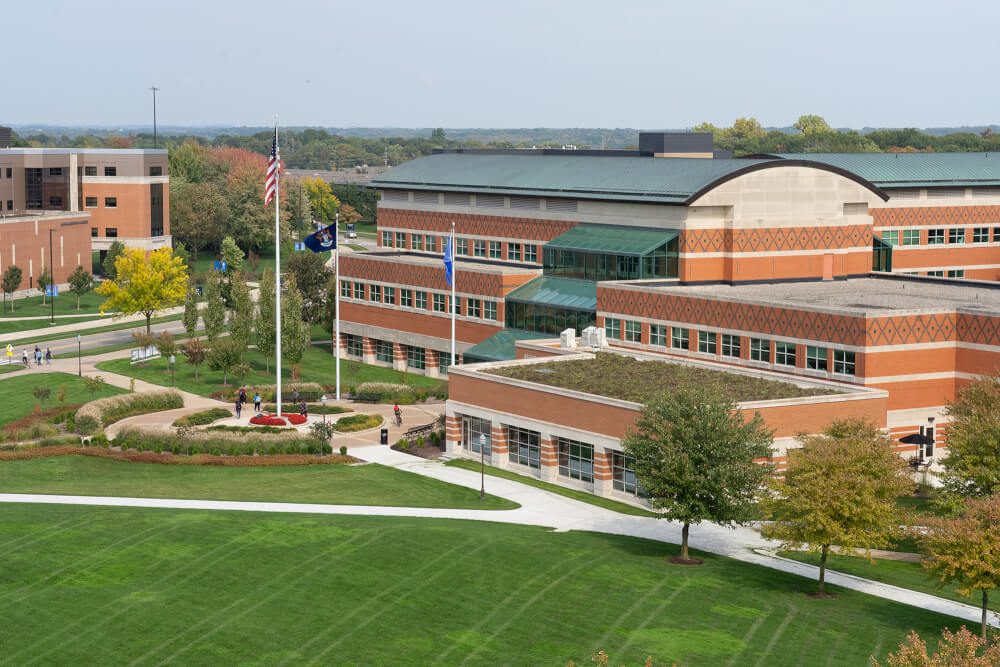 Student Services building on Allendale Campus pictured.
