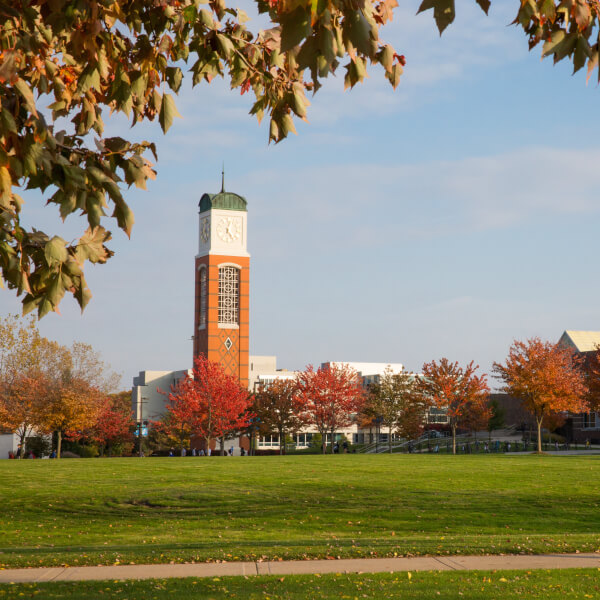 Fall campus photo of carillon tower