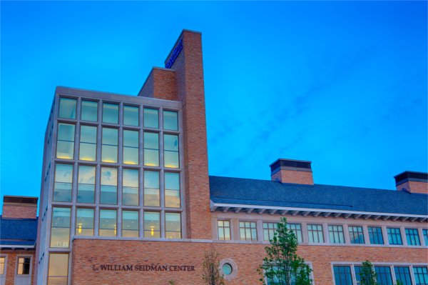Exterior photo of Seidman Center's front facade