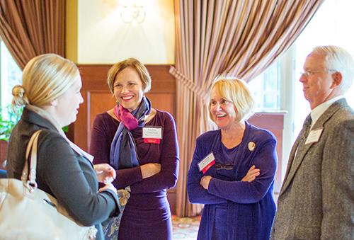 From left, Evelyn Clingerman and Bonnie Wesorick talk with campaign supporters.