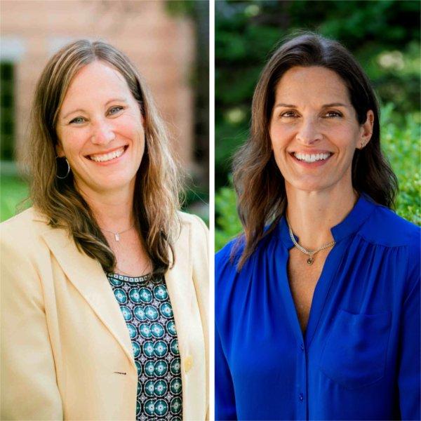 Erica Hamilton, left in tan jacket; Jennifer Moore on right in blue shirt