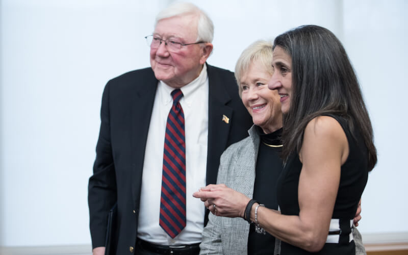 Three people standing