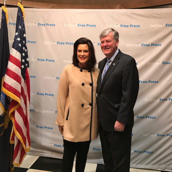 President Thomas J. Haas with Gov. Gretchen Whitmer.