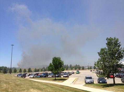 Smoke from the fire at Los Aztecas could be seen on the Allendale Campus Tuesday afternoon.