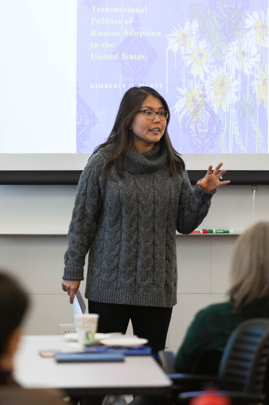 woman giving presentation