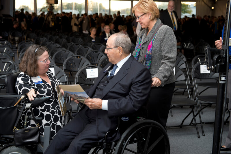 Rich DeVos with GVSU Board of Trustees member Kate Pew Wolters.