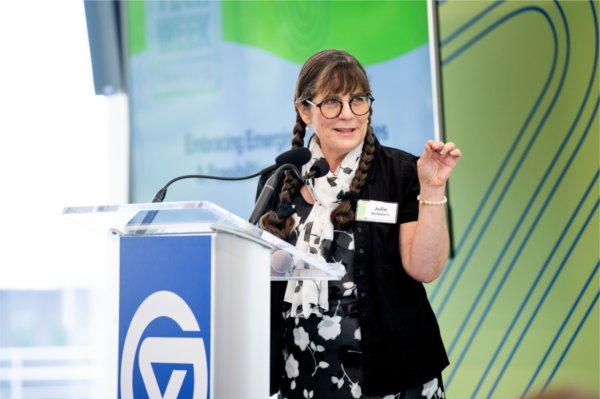 Julie Goldstein, assistant professor of film and video production, discusses her work with extended reality during the GVSU Tech Talks in 2023.