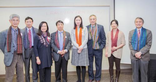 From left: Peimin Ni (Philosophy), Shinian Wu (English), Lihua Huang (Social Work), Yi Zhao (Political Science), Wei Gu (Education), YongLei Tao (Computing and Information Systems), Yan Yu (Sociology), Patrick Shan (History) 