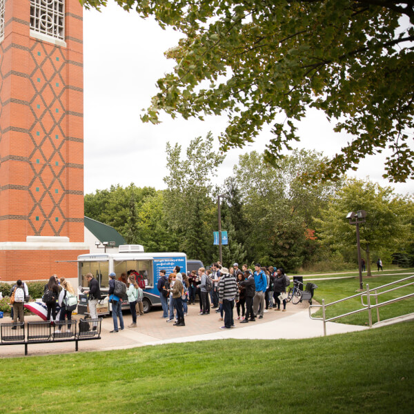 A photo from last year's visit from the mobile registration unit.