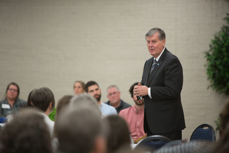President Thomas J. Haas provided closing remarks and said the university's commitment to sustainability stems from students. 