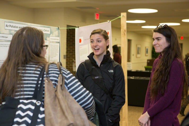 A group of students talking.