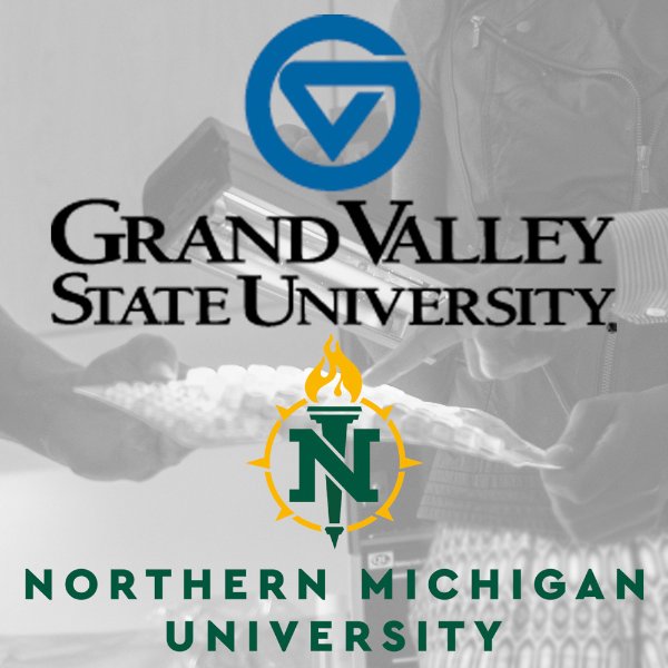 GVSU, NMU logos